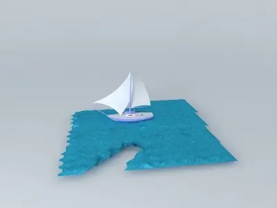 Sailboat floating in ocean Free 3D model