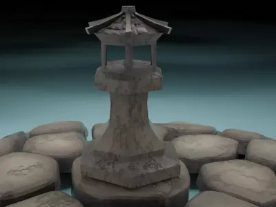 Ancient lantern in low poly 3D model