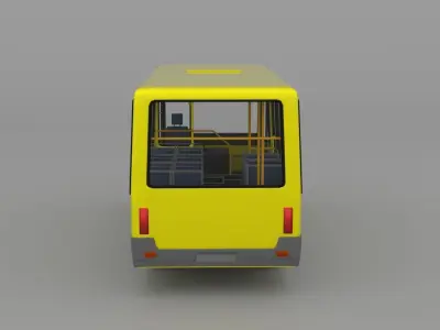 Stylized Cartoon Bus 3D Model  Low-poly 3D model