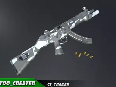 Military SMG-MP5 Riffle 3d model Low-poly 3D model