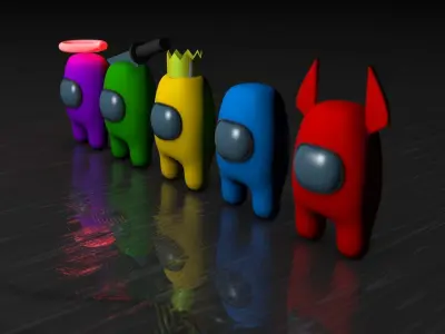 Among Us 3D Pack - 5 Characters Low-poly 3D model