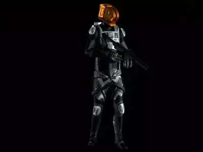 Robot Soldier - Assault Soldier Low-poly 3D model 12