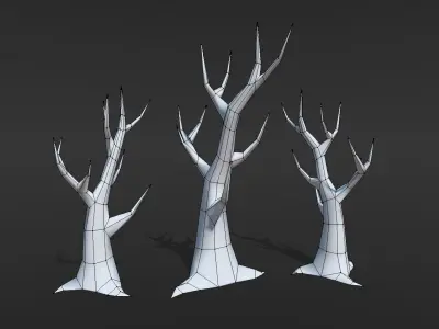  Hand Painted Dead Tree Low Poly Low-poly 3D model