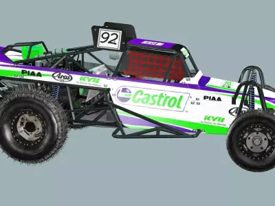 Post-Apocalypse Buggy Car XX With Gunholder 3D Model Low-poly 3D model