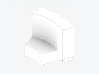 Shelving - Library - Integral - Curve - 3 Tier - Seating Low-poly 3D model