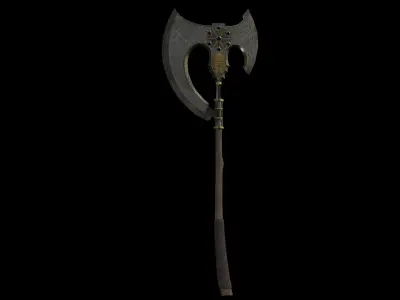 Slavic viking great fantasy axe Low-poly 3D model