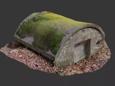 Old World War 2 Bunker Photoscan Low-poly 3D model