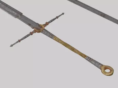 Realistic Medieval Long Sword lowpoly Free low-poly 3D model