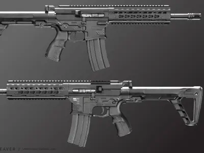 Double Barrel Rifle - Snake Low-poly 3D model