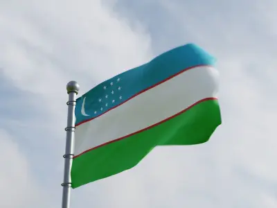 Animated Uzbekistan Flags 3D model