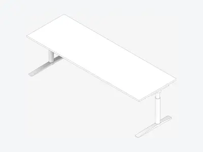 Desk - Rectangle - Simplicity - Adjustable Height - Single Low-poly 3D model