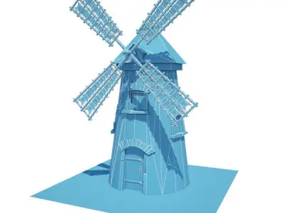 Medieval Building 09 Windmill Low-poly 3D model