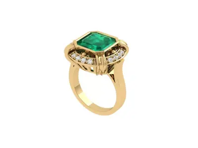 Asscher Art Deco Ring 3D print model 3