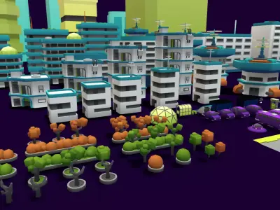 VIASS Lowpoly City Pack Low-poly 3D model