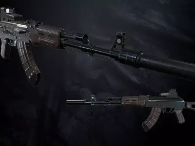 AK-74 Assault Rifle Low-poly 3D model purchase