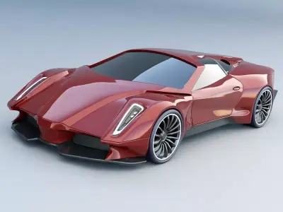Akarios futuristic car concept redesigned 3D model