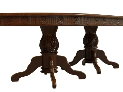 Wooden table with carvings 2500 3D model