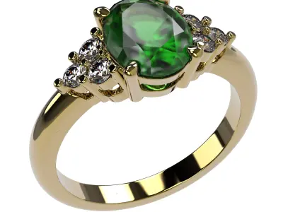 Engagement Ring Oval 3D print model