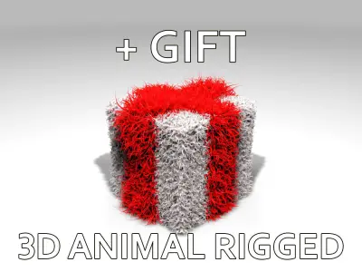 White Cat Rigged Low-poly 3D model