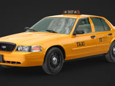 Cab Taxi Yellow 3D model