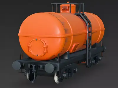 Stylized Cartoon Toy Tanker Orange Train 3d model Low-poly 3D model