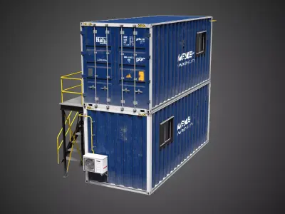  Stacked Construction Site Container Office Industrial Prop Low-poly 3D model