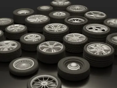 3D Pack of Rims and Wheels 3D model