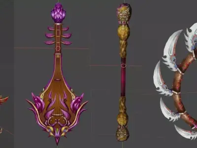 12 unique fantasy weapons - part 12 Low-poly 3D model