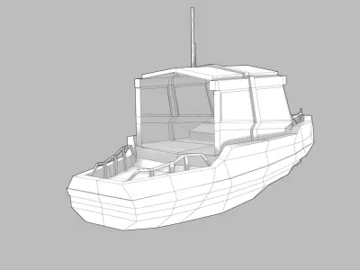 Realistic PBR low poly Cabin Cruiser Low-poly 3D model