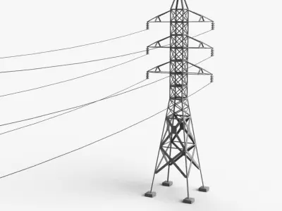 Powerline Low-poly 3D model