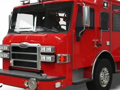 Firetruck Pierce Pumper Velocity chasis lowpoly Low-poly 3D model