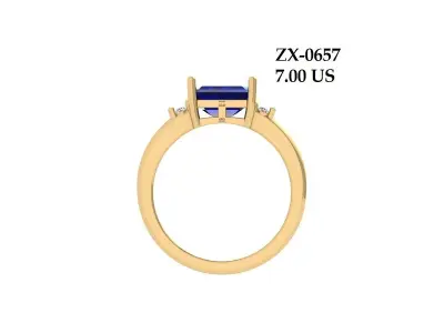 Emerald Solitaire Ring 3D print model 20