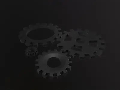 Gears 3D Model Low-poly 3D model