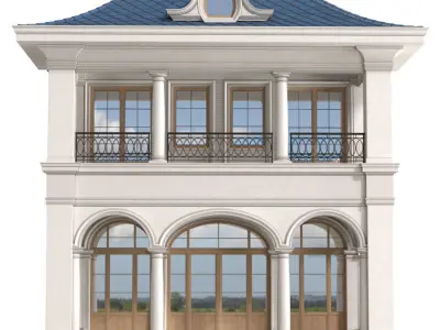 Facade of a private house Arched Entrance  Classic Porch Main 3D model
