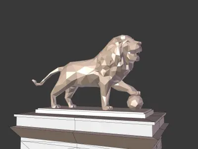 Cartoon Lion Statue - Low Poly Low-poly 3D model