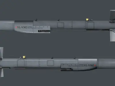 China PLA Aviation Pack Weapon AG-300-M and bOMB CS-BBM2 Low-poly 3D model