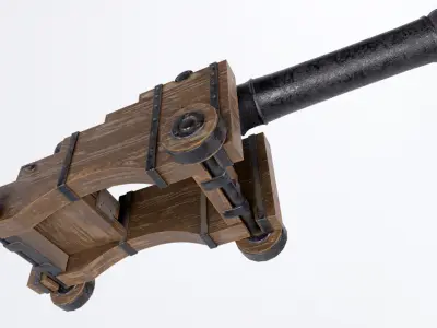 Pirate Ship Cannon Low-poly 3D model buy