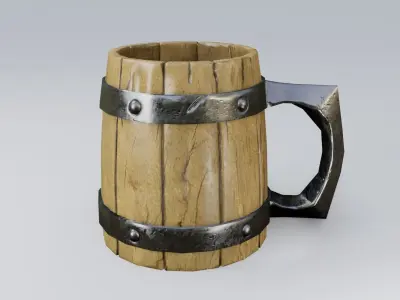 Medieval beer mug Low-poly 3D model