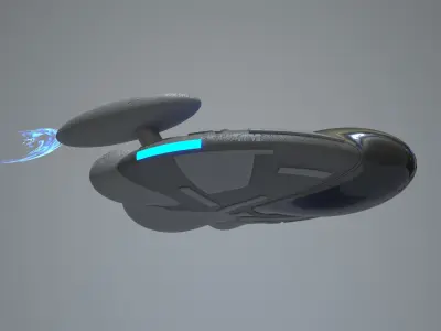 Spaceship Low-poly 3D model 2