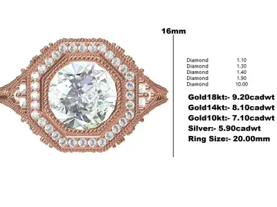 Antique Art Deco Engagement Ring 04 3D print model