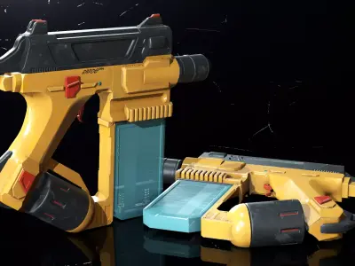 Futuristic industrial gun Low-poly 3D model