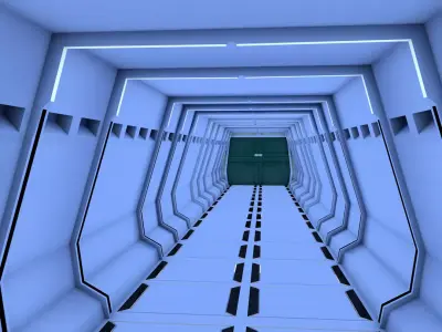 sci fi corridor 3D model 166