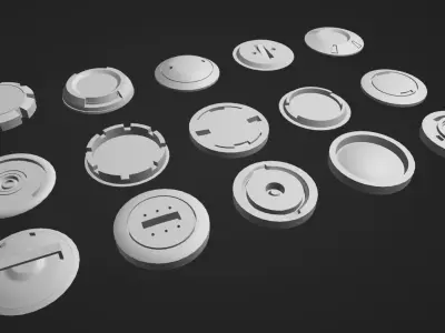 Hard Surface sci-fi kitbash Low High Poly Low-poly 3D model