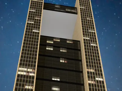 Four Seasons Bahrain Night Hotel with Architectural Lighting 3D model