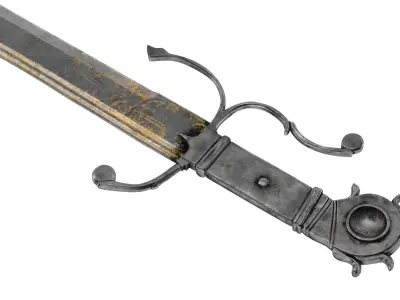 Falchion medieval sword Low-poly 3D model