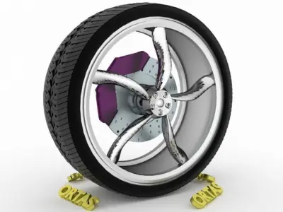ORTAS CAR WHEEL RIM 133 GAME READY WHEEL RIM TIRE 3D model