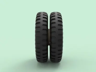 Double wheel from old truck 3D model