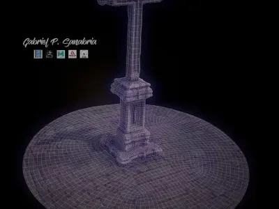 Cross Stone Valladolid La Antigua Low-poly 3D model