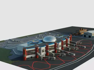 International airport of Kaliningrad khrabrovo Low-poly 3D model
