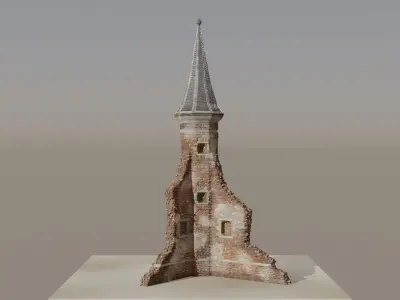 Rudimentary Brick Ruin Tower 3D model